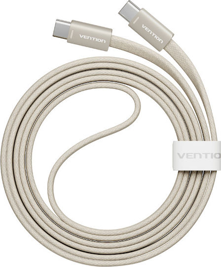 Vention Cablu Flat / Braided USB 2.0 USB-C Masculin - USB-C 60W PD Bej 1m TRZJF