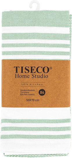 Tiseco Tiseco Küchentücher aus 100% Baumwolle in Grün Farbe 50x70cm 4 Stück