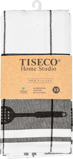 Tiseco Tiseco Küchentücher aus 100% Baumwolle in Schwarz Farbe 50x70cm 3 Stück