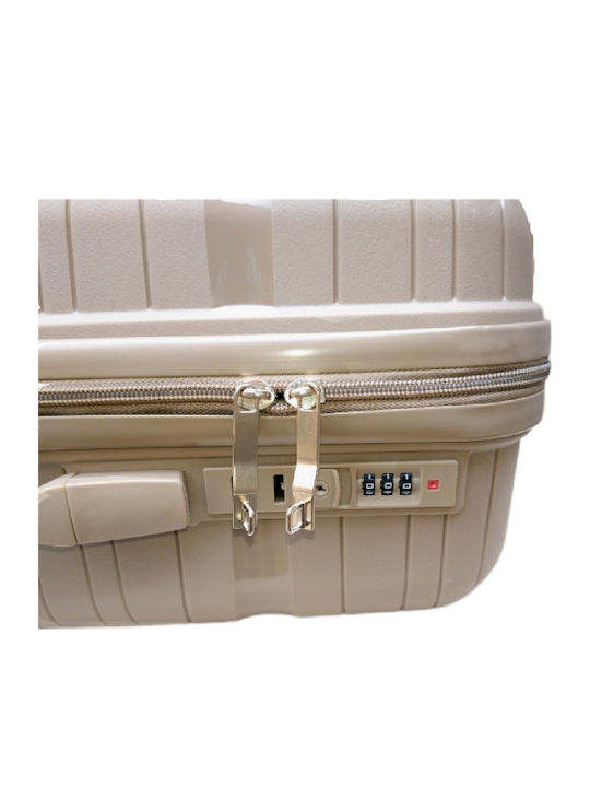 My Shoe Fashion Cabin Hard Beige Suitcase with 4 Wheels Height 55cm