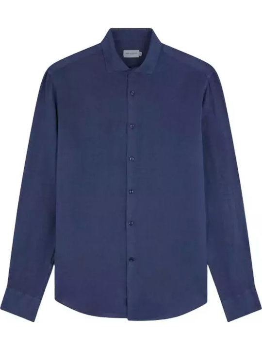Long Sleeve Linen Shirt Blue