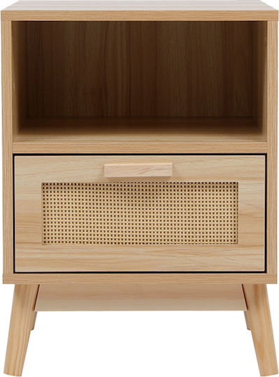 Κομοδίνο Scandy Ξύλινο Μπεζ 40x39.5x55cm