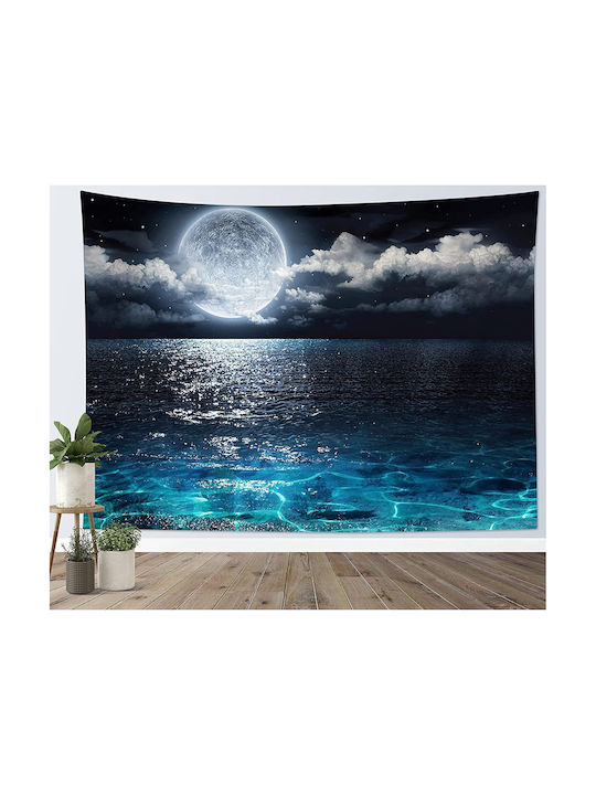 FRIPIA FRIPIA Wandbehang Nachtblaues Meereslandschaft Handgefertigt aus Stoff 150x130cm