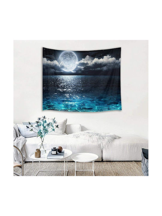 FRIPIA FRIPIA Wandbehang Nachtblaues Meereslandschaft Handgefertigt aus Stoff 150x130cm