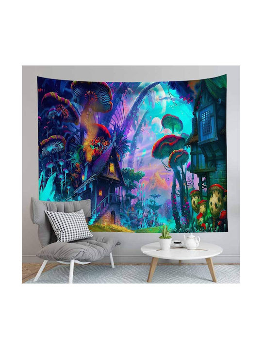 FRIPIA Decorative Tapestry Magical Forest with Giant Mushrooms Made of Fabric 150x130cm