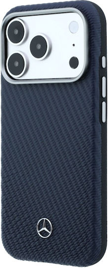 Mercedes-Benz Wood Back Cover Δερμάτινο / Πλαστικό Navy Μπλε (iPhone 17 Pro)