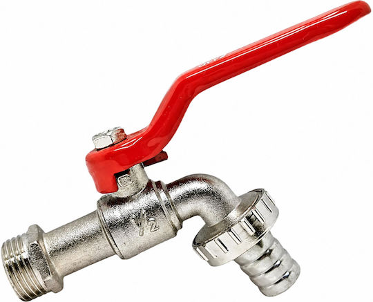 Robinet Bilă Rezervor Ibc Zola Filet 1/2" Ieșire 3/4" Mâner Metalic Din Alamă Nichelată 12 X 8.3 X 6.5 Cm