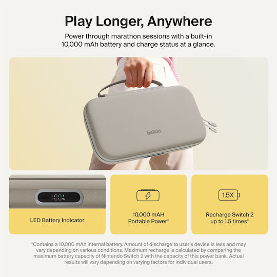 Belkin Charging Case Pro 10000ma Nintendo Switch2 Sand Ena003hqsa