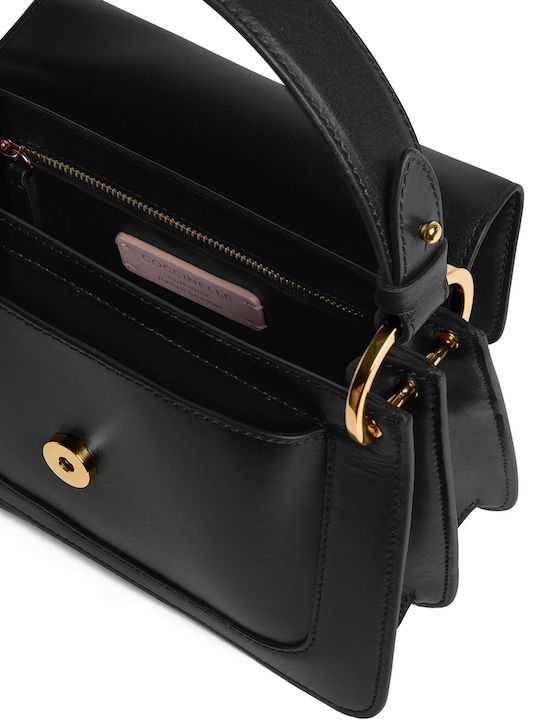 Leder Damen Schultertasche Schwarz