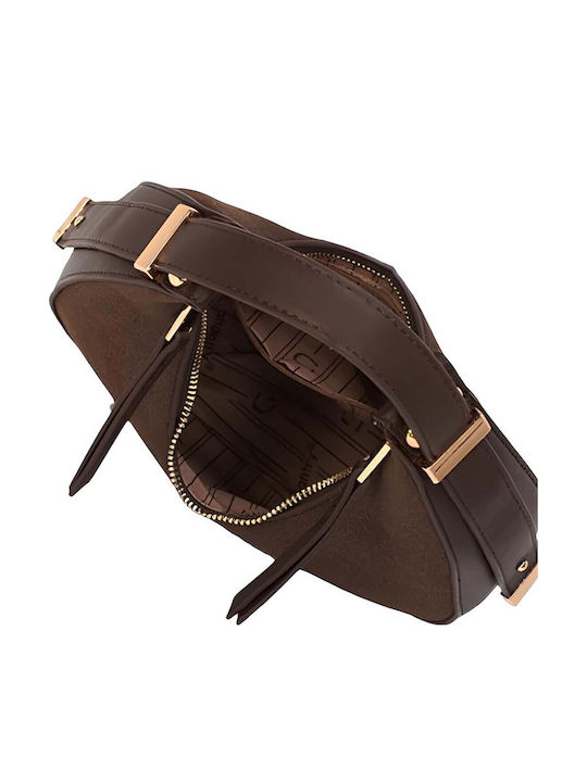 Gallantry Structured Women Hobo Handbag Chic Double Zipper Brown