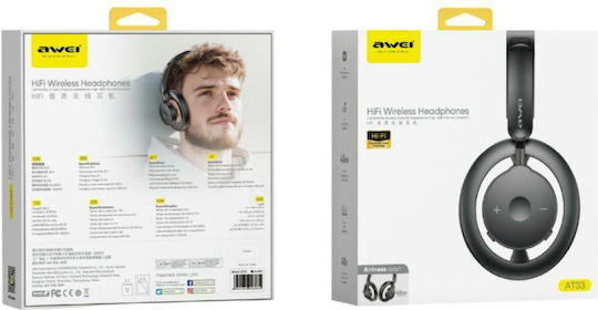Awei AT33 Ασύρματα Bluetooth Over Ear Ακουστικά Μαύρα