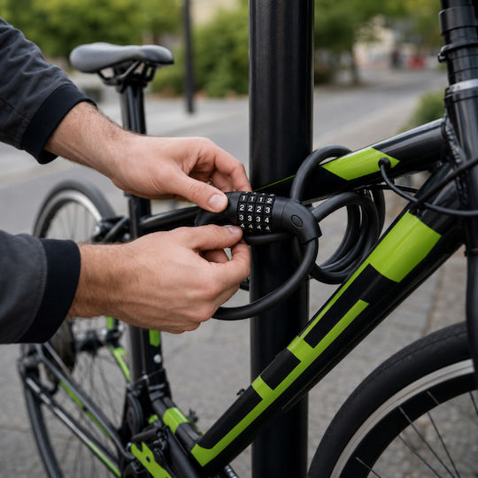 Bicycle Lock Zola 4-digit Code 120 Cm 13.5 Mm Thickness Mounting Bracket Steel Plastic Black