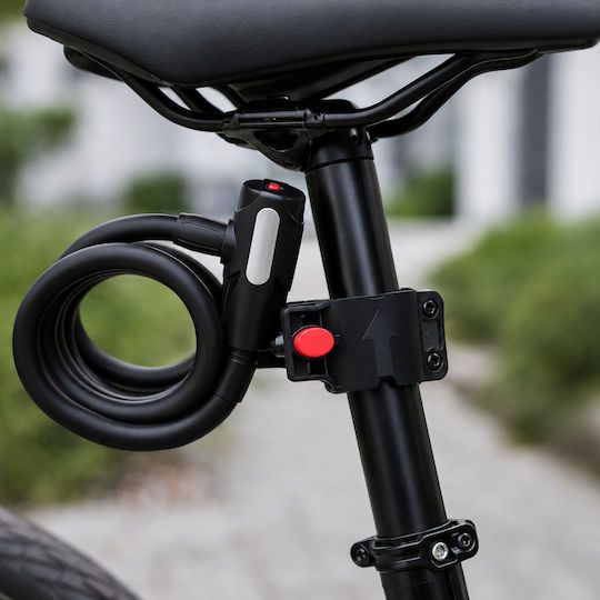 Bicycle Lock Key Zola 150 Cm Spiral Cable 12 Mm Thickness Pvc Coating Uv Resistant Ipx5 Black