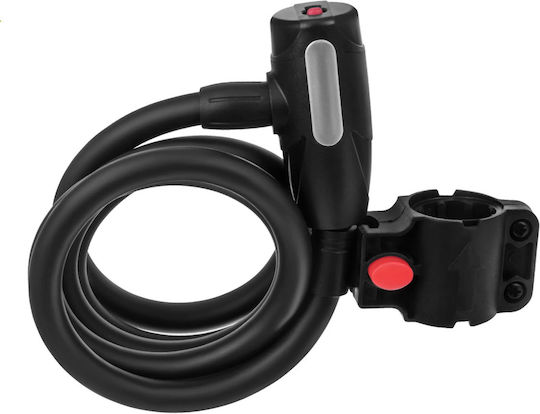Bicycle Lock Key Zola 150 Cm Spiral Cable 12 Mm Thickness Pvc Coating Uv Resistant Ipx5 Black