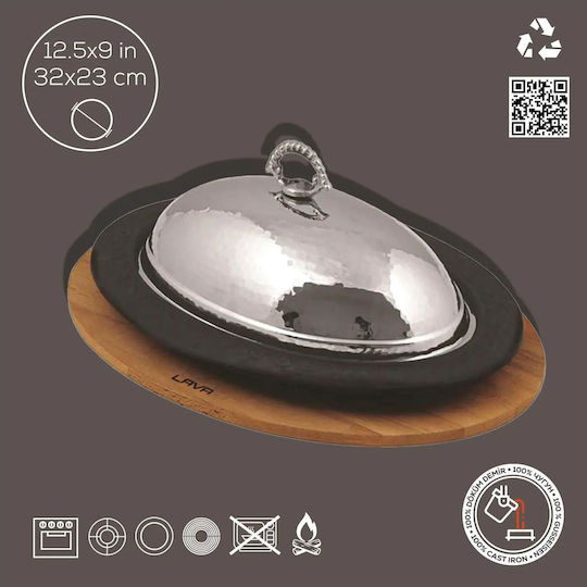 Lava Lava Servierplatte Oval aus Porzellan Silber 32x23cm