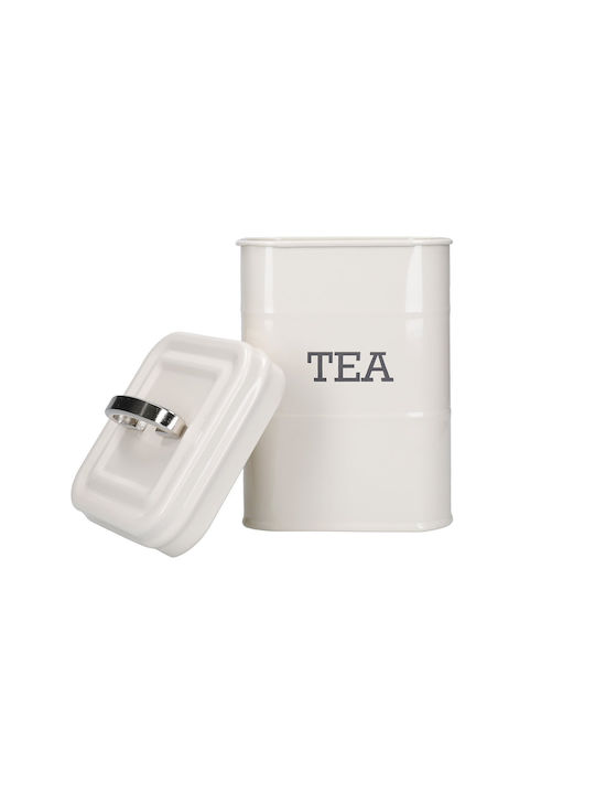 Kitchen Craft Κουτί για Τσάι με Καπάκι Μεταλλικό Μπεζ 11x11x17cm
