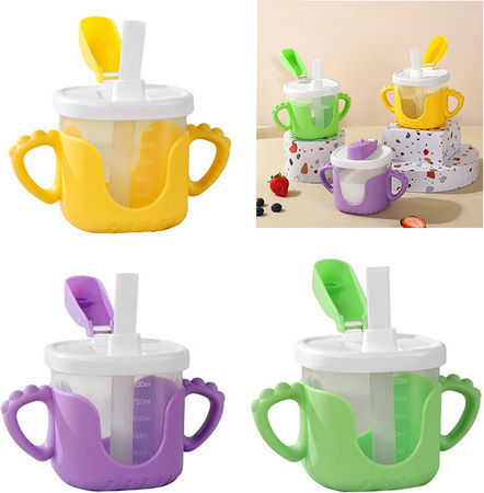 Verk Group Cani Pentru Bebeluşi Din Silicon Cu Mânere Multicolore Pentru 8 Luni+ 300 Ml