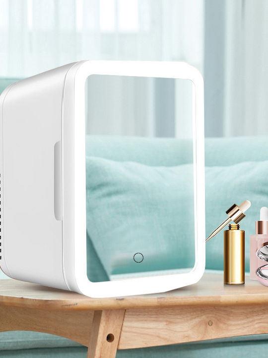 Mini Portable Fridge Cosmetics Storing Care Products 4l Capacity Mirror White