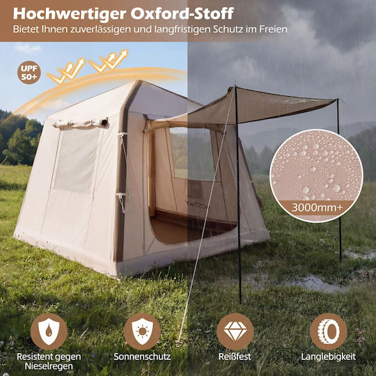 Costway Inflatable Camping Tent Inflatable Beige 180x210x210cm
