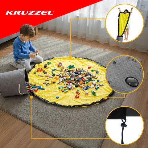 Kruzzel Children's Storage Basket Made of Fabric Gray