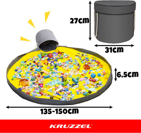 Kruzzel Children's Storage Basket Made of Fabric Gray