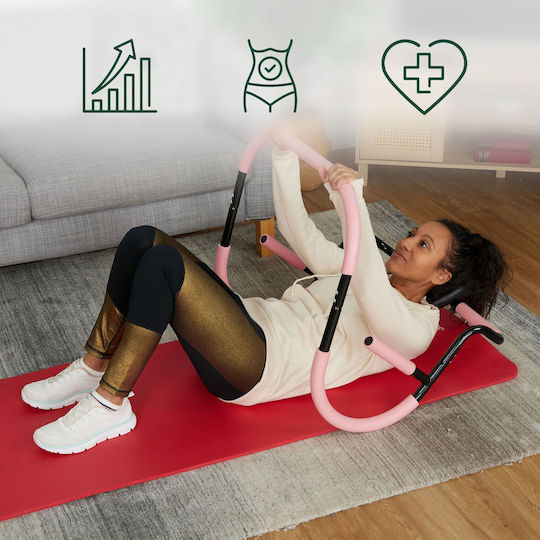 Relaxdays Aparat Abdominal Roz Negru 68,5x69x65 Cm Suport Pentru Gât Capacitate 100 Kg
