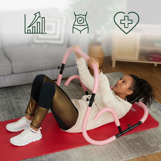 Relaxdays Antrenor Abdominal Roz Negru 66x71x71 Cm Capacitate 100 Kg Suport Pentru Gât