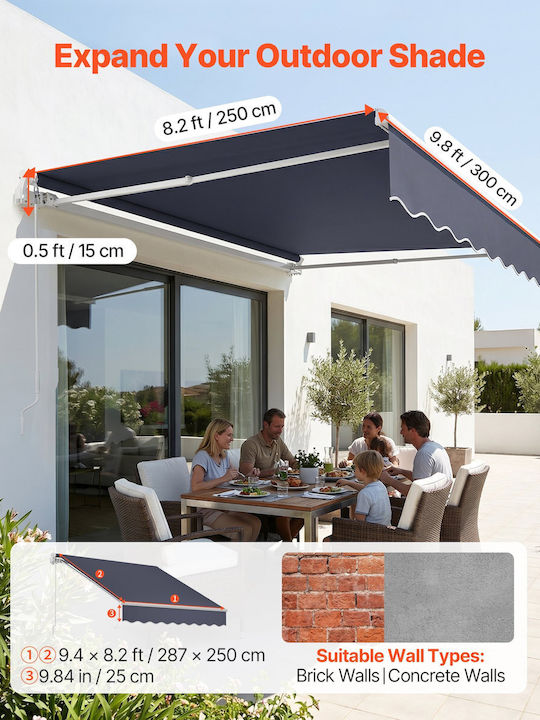 Vevor Terrace Tent Gray 3x2.5m