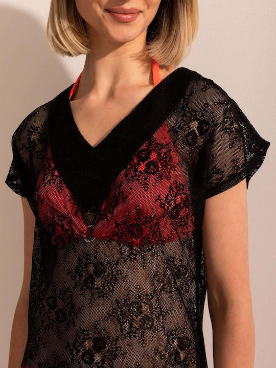 Sofiaman Damenbademode Kurzes Kleid Schwarz