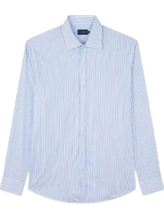 Μακρυμάνικo Πουκάμισο Ριγέ Light Blue Stripes On White