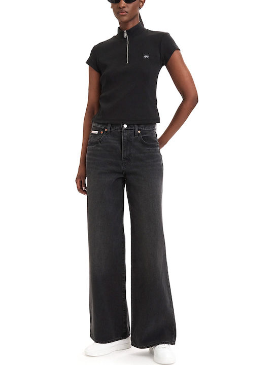 High Rise Women's Jean Pants in Slim Fit Black