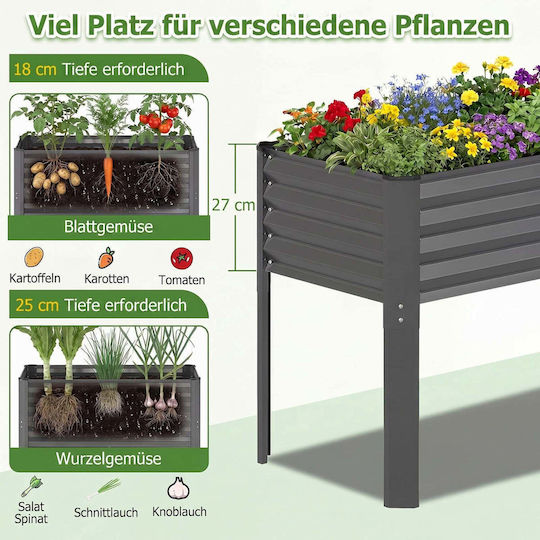 Costway Planter Box Metalică Gri Costway Planter Box Metalică Gri