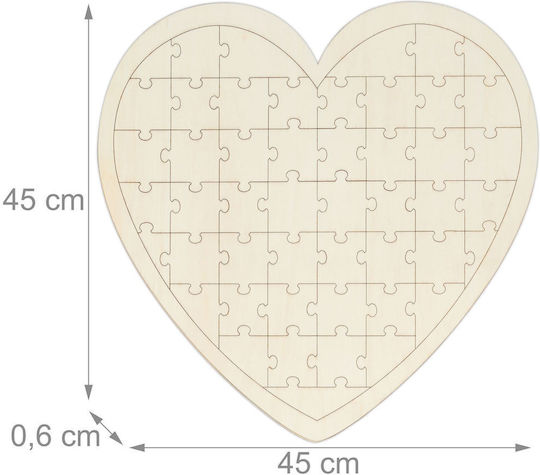 Relaxdays Carte De Oaspeți Din Lemn Inimă Puzzle Crem 0.6x45x45 Cm