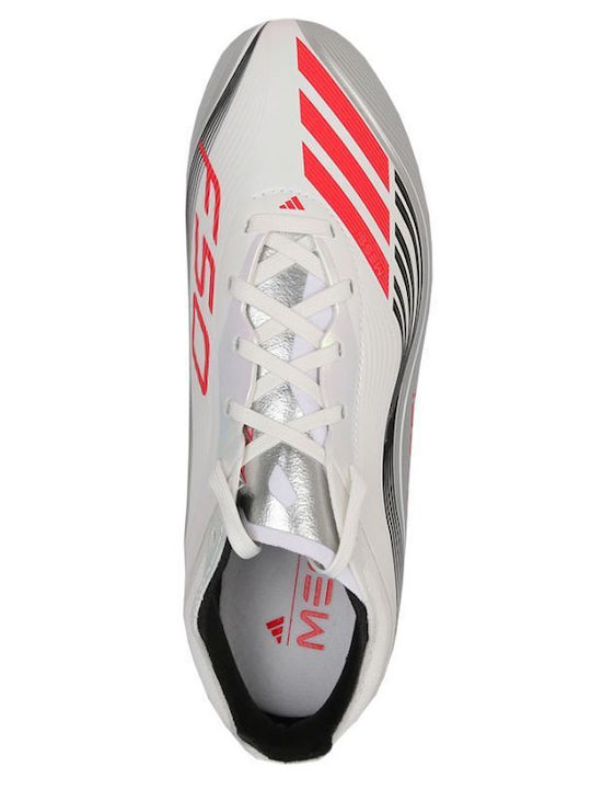F50 Messi Elite Firm Ground Boots FG Kids Soccer Cleats and Shoes with Molded Outsole Cloud White / Lucid Red / Silver Metallic