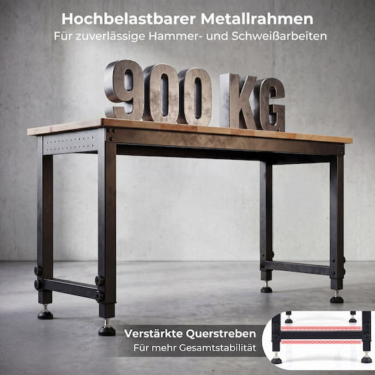 Costway Metal Workbench Load Capacity 900kg 101x51x122cm with Back Panel TL35855DE-NA