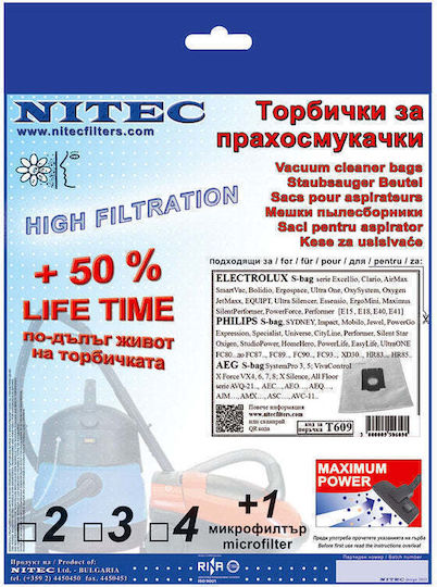 Nitec Филтри За Прахосмукачка Съвместими С AEG / Electrolux / Philips 3 Броя