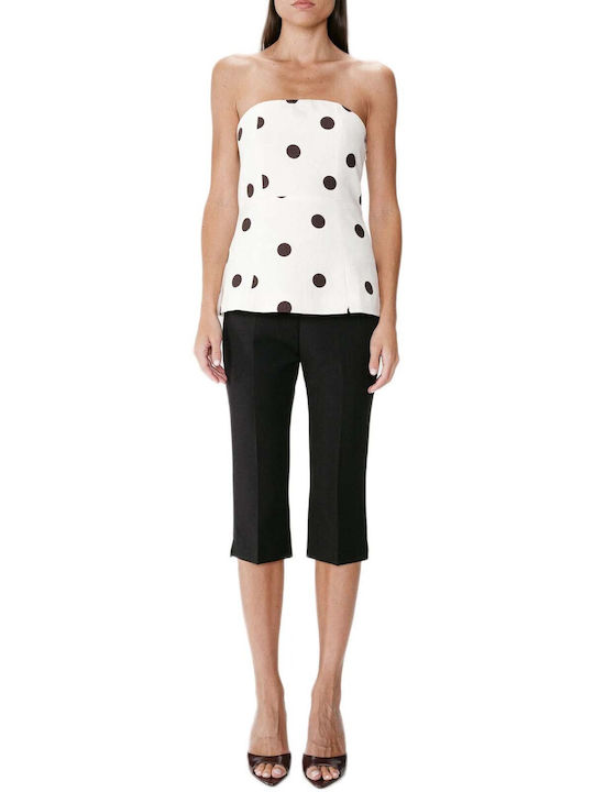 Women's Cotton Strapless Polka Dot Blouse Ecru