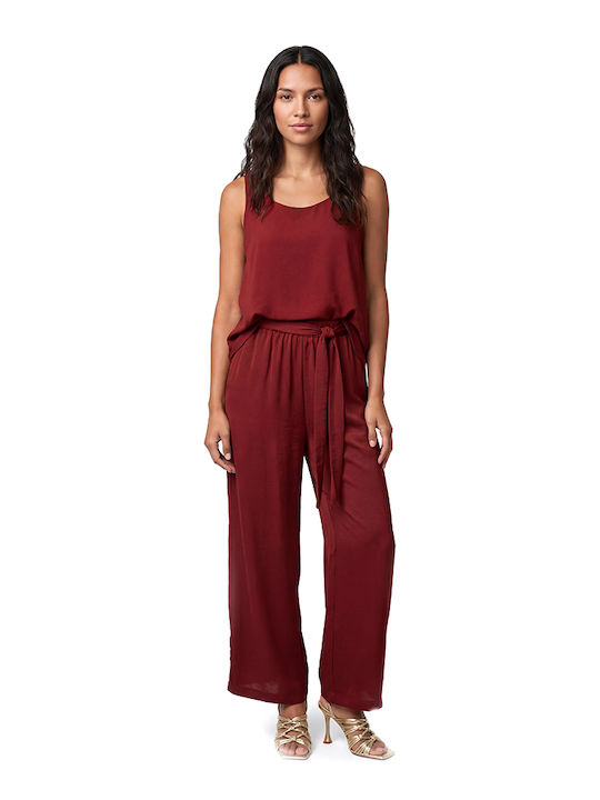 Women's Satin Sleeveless Blouse Burgundy