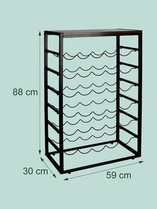 Relaxdays Επιδαπέδια Μπουκαλοθήκη Ξύλινη Μαύρη 30x88x59εκ.