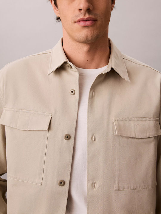 Μακρυμάνικo Overshirt Μπεζ