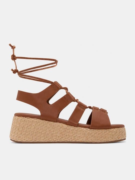 Summer Women's Platforms in Brown Espadrille Style