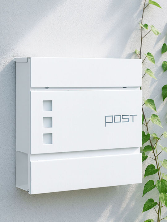 Relaxdays Outdoor Metallic Mailbox in White Color