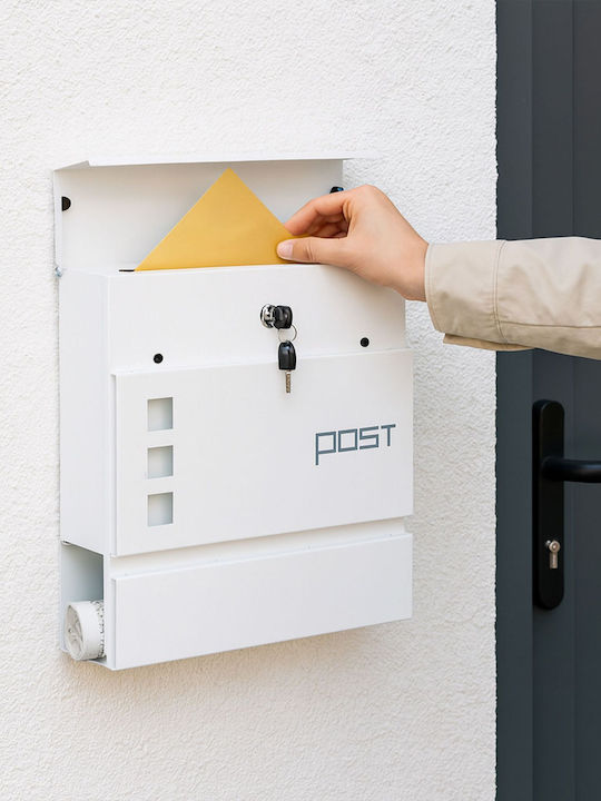 Relaxdays Outdoor Metallic Mailbox in White Color