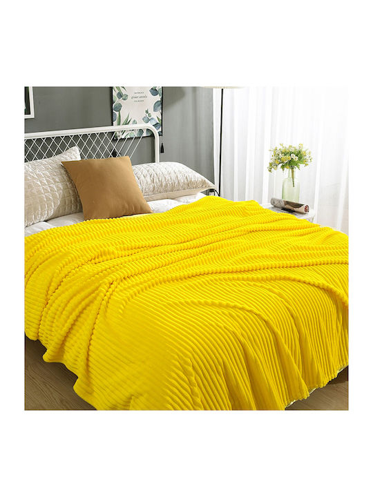 Furry Double Blanket 200x220cm Yellow