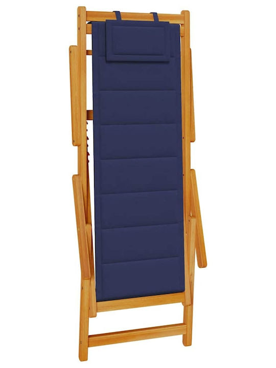 Сезлонг Дървена С Подлакътници Син 61.5x110x96см