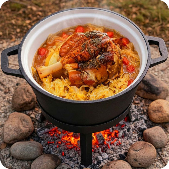 Oală Din Fontă Emailată 8l Cu Suport + Tigaie Grill Bd-480 348010