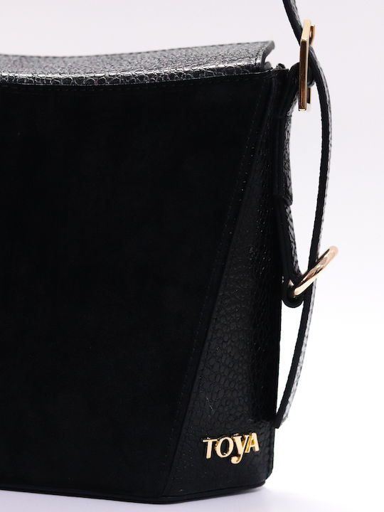 Leder Damen Schultertasche Schwarz T15166-03-2-1