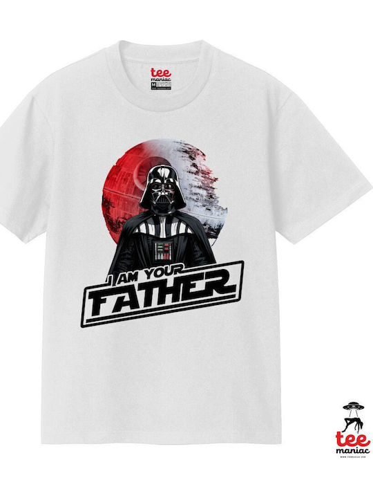 Star Wars I Am Your Father White Classic T-shirt Double Stitching Without Side Seams 100% Cotton Vegan & Oeko-tex Certified