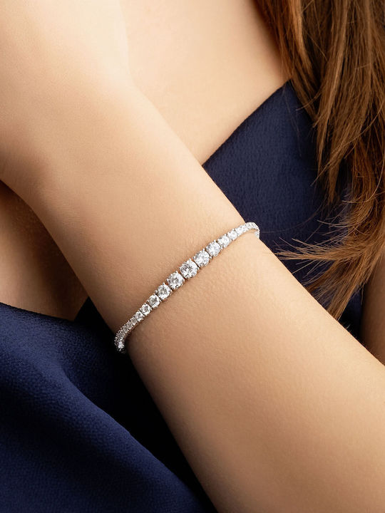 Women's Gold Plated Silver Bracelet with Zircon 19cm