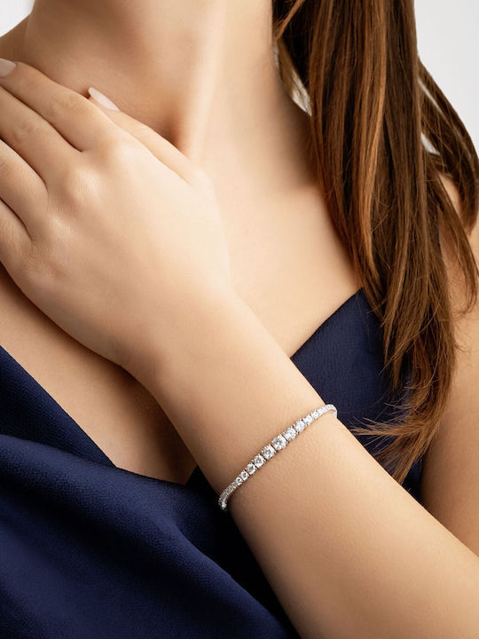 Women's Gold Plated Silver Bracelet with Zircon 19cm